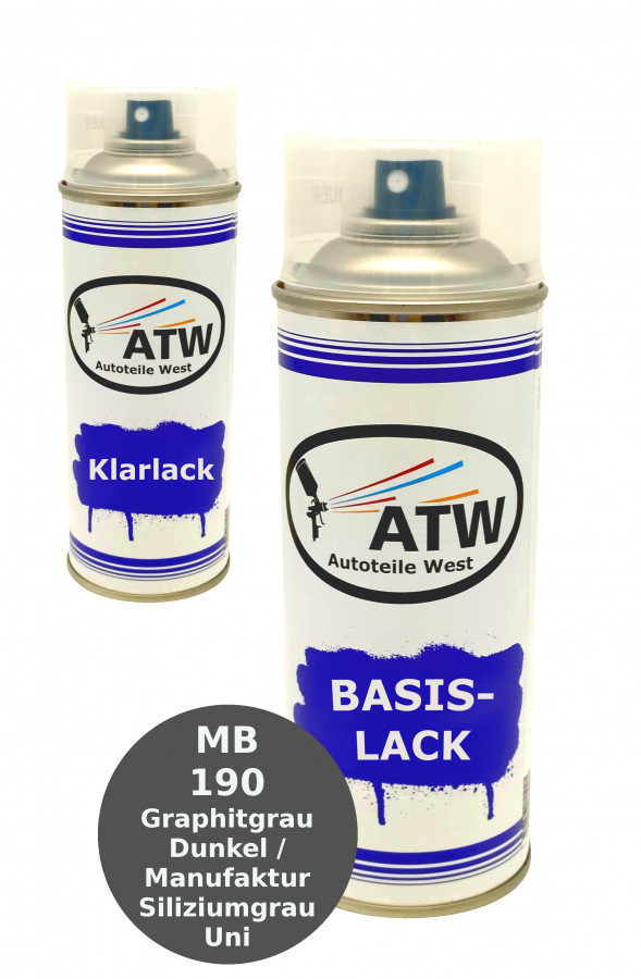 Autolack für Mercedes Benz 190 Graphitgrau Dunkel / Manufaktur Siliziumgrau Uni +400ml Klarlack Set